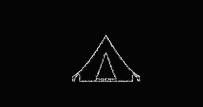 Sketch tent icon animation - smooth progressive reveal