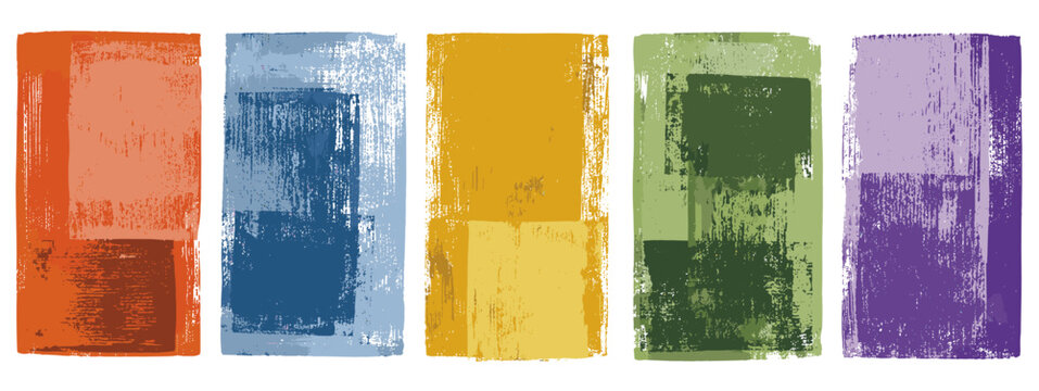 Distressed roller ink texture vector, grunge paint print on paper, urban letterpress rectangle and square linocut stamp background