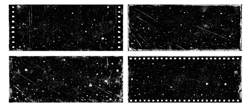 Distressed black film grain texture background with dust, scratches and old movie overlay, retro camera noise filter transparent vector decoration