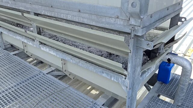 Industrial Cooling Tower Unit on Factory Roof with Ventilation System