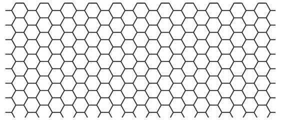 Seamless honeycomb hexagon grid texture, clean geometric mesh background with repeating abstract line pattern for technology material design vector © aura studio