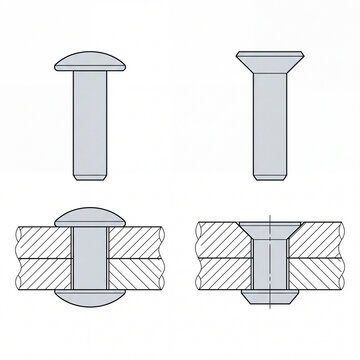 A universal and countersunk rivet comparison, educational tool