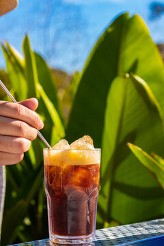 bartender making a cocktail on a summer day