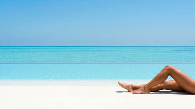 Sunbathing by the infinity pool with a sea view