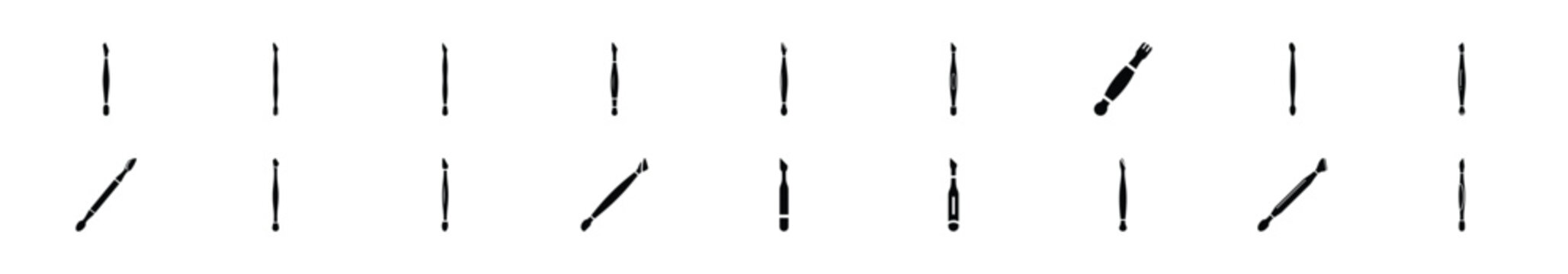 Minimalist female cuticle pusher silhouette icon set, women view and beauty vector icons