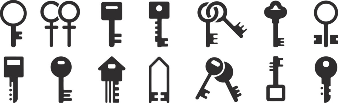 vintage metal keys and lock set illustration