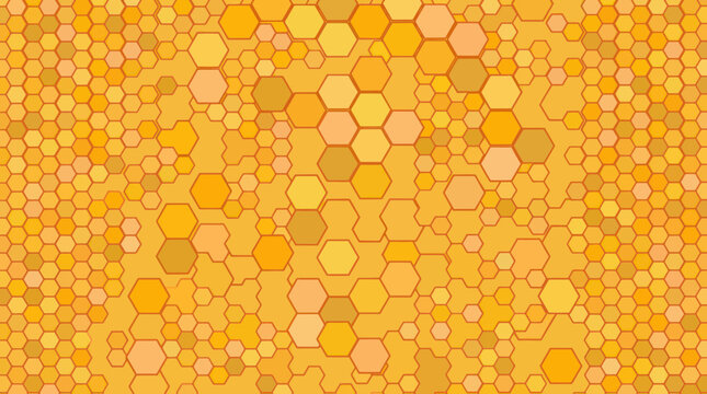 Golden Honeycomb Hexagon Pattern Background, Abstract Geometric Texture
