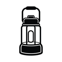 Black and white camping lantern icon for outdoor travel activities Vector © Single Vector Art