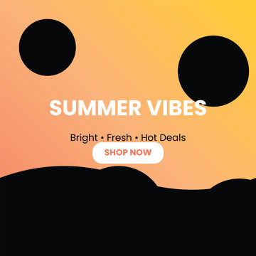 A vibrant summer background featuring a bright warm gradient blend of orange, yellow, and soft peach tones with rich textured noise overlay. This modern abstract design creates a sunny, energetic atmo