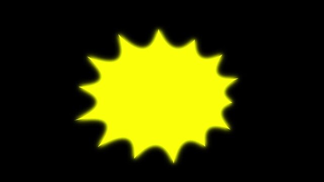 Yellow starburst explosion badge shape for sale sticker, discount label, price tag, promotion banner and marketing design advertising element, retail sale, commerce label, highlight badge,