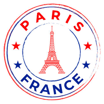 Paris France Eiffel Tower Vintage Circular Stamp Transparent Graphic