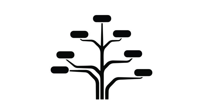 Simple black tree icon with multiple branches