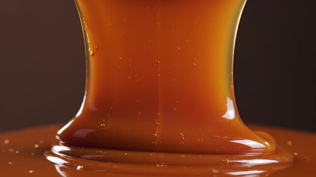 Caramel sauce flow, abstract background
