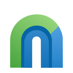 Fototapeta premium Abstract Archway with Green and Blue Gradients