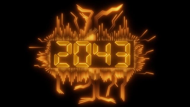 2043 neon line text. Abstract 2043 neon text animation, Glowing neon number text background. video animation . important year, important date 2043. Educational mathematics 2043 animation.