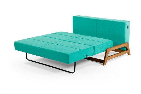 Step-by-Step Transition of Modern Green Sofa into a Spacious Bed 