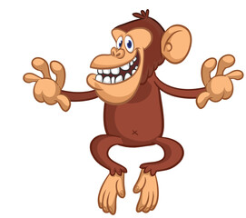 Obraz premium Cartoon funny monkey. Vector illustration isolated on white