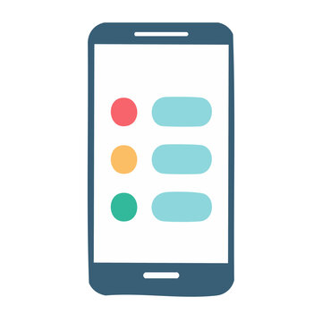 Smartphone interface with colorful list items