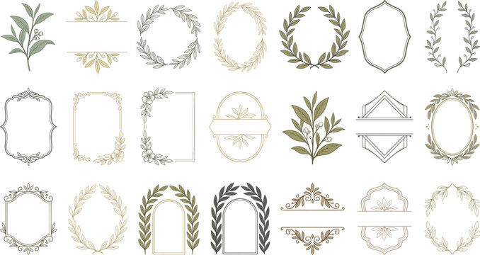 Elegant Botanical Frame Vector Collection Featuring Minimal Floral Wreaths, Vintage Borders And Luxury Decorative Label Elements.