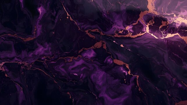 Luxurious deep purple marble texture with elegant copper gold veins. High-resolution abstract liquid stone background for premium branding, modern UI design, luxury interior decor, and elegant web