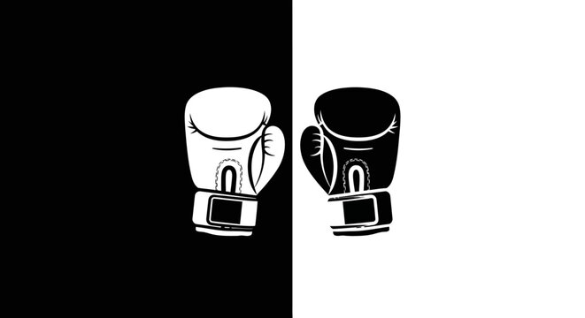 Black and white boxing gloves illustration.