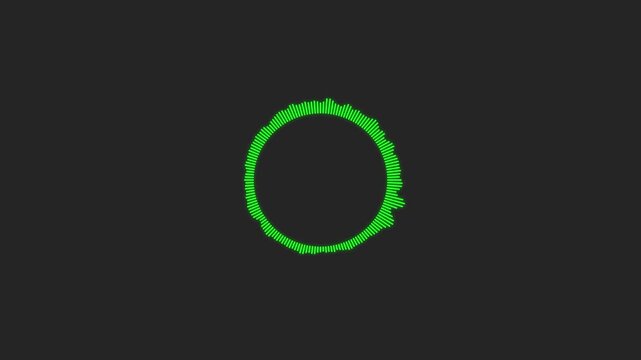 Green circular audio equalizer visualization. Ideal for music, party, or broadcast themes at 120 BPM.