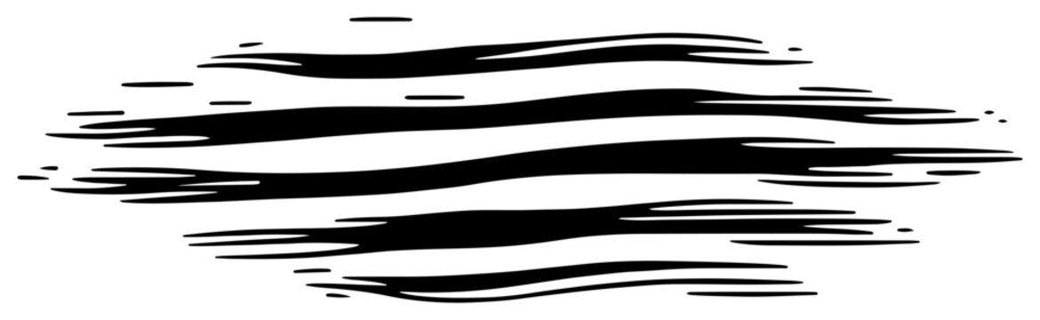 Abstract organic wavy lines silhouette, minimalist water reflection or brush strokes illustration, textured graphic design element vector