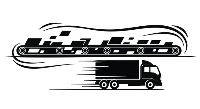 speeding truck and trailer vector illustration