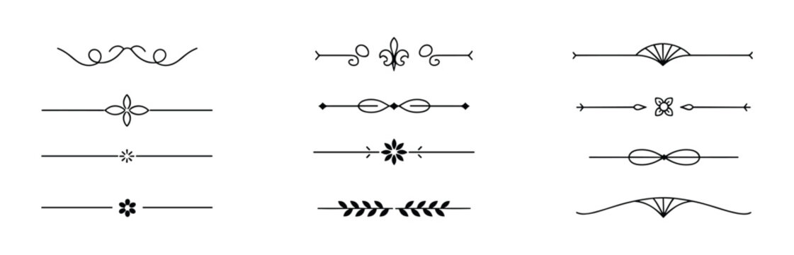 Decorative Design Elements: A collection of elegant and ornate decorative elements and dividers, perfect for adding a touch of sophistication to graphic design projects.
