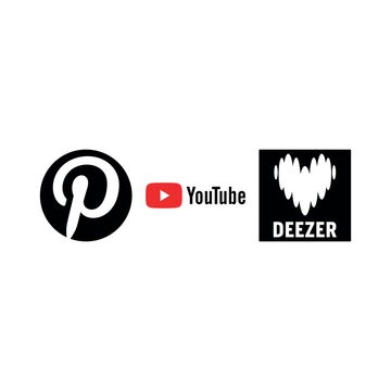 The collection includes recognizable brand logos such as Pinterest, YouTube, and Deezer.