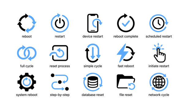 Restart and reboot icons arranged in a grid layout