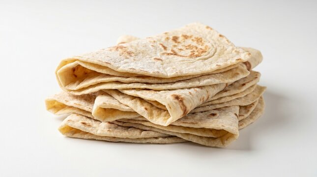 Norwegian lefse flatbread on white background