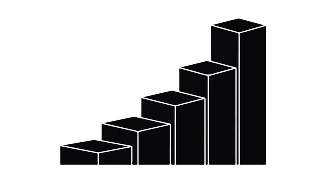 black 3D bar chart graph illustration