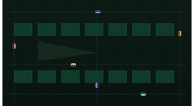 Retro arcade game interface with moving pixelated animation