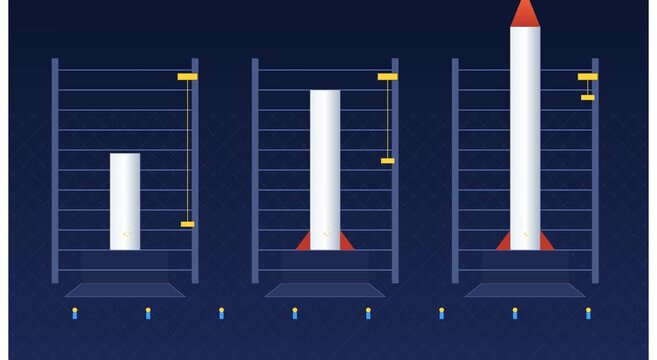 Rocket launch countdown and growth progress animation