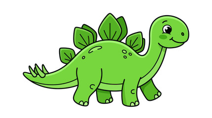 Cute Green Dinosaur Cartoon Character, Stegosaurus, Isolated on White Background © Abdul