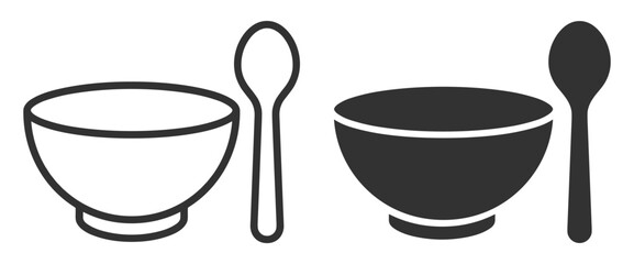 Obraz premium vector illustration of bowl and spoon icons isolated on transparent background