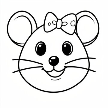 Cute Mouse Face with Tiny Cheese Bow