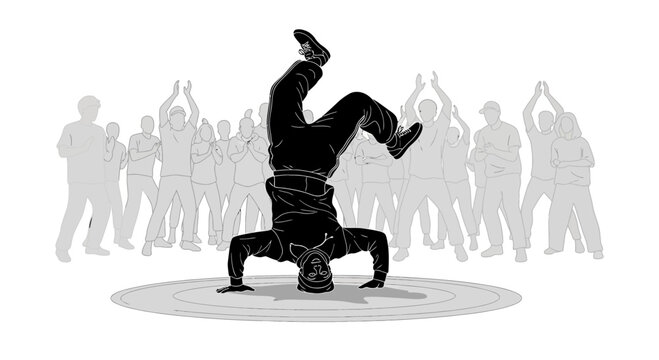 Man doing breakdancing on the floor.