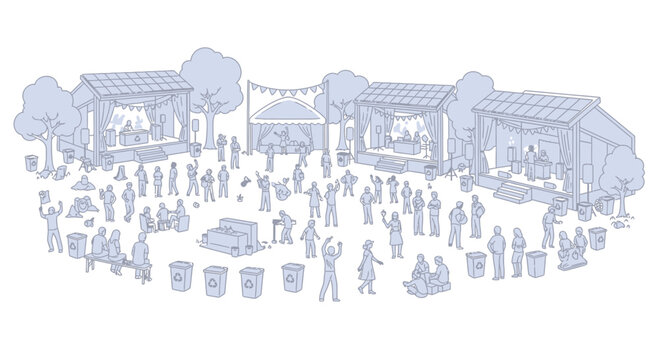 People walking in a public square.