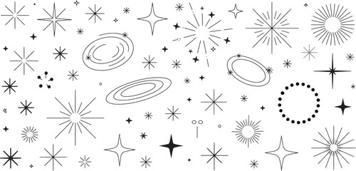 star celestial symbols burst spiral dot line set seamless pattern tile © AIcon Star