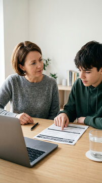 Parent and teen reviewing health questions with AI and human verification