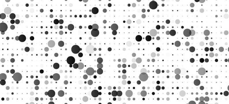 Abstract grayscale bubble pattern background, random circles of various sizes, modern decorative geometric wallpaper, minimalist dotted composition.