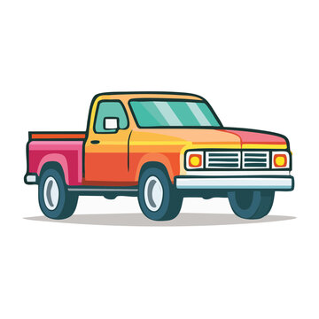 Flat design illustration of a vintage pickup truck