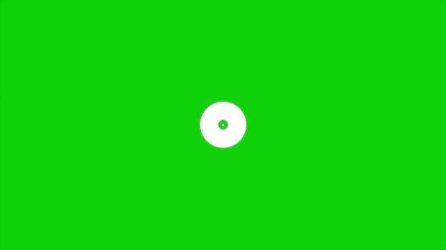 Green screen white geometric circle shockwave animation with single radial dash line explosion burst loop for music video editing chroma key overlay 4k motion graphics vfx