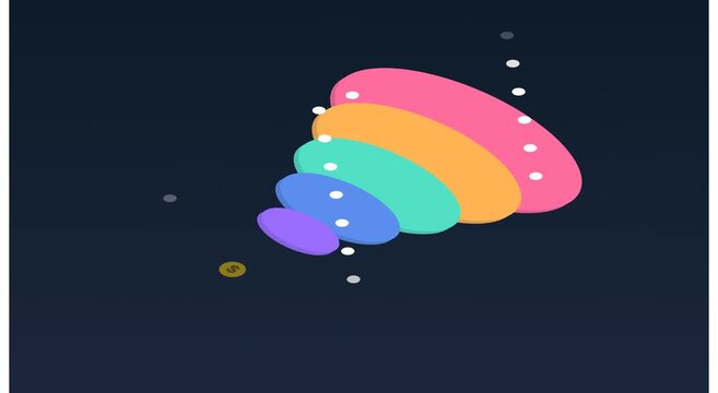 Animated sales funnel conversion concept with animation