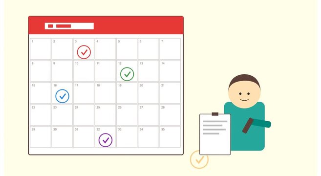 Business calendar planning and task management animation