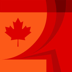 Obraz premium Abstract Canada flag background with red maple leaf. Sports championship 2026 geometric dynamic vector texture. Canadian soccer tournament square banner template poster social media banner layout web
