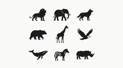Obraz premium A captivating collection of diverse wild animal silhouettes, showcasing various majestic creatures from around the globe, perfect for nature and wildlife-themed designs