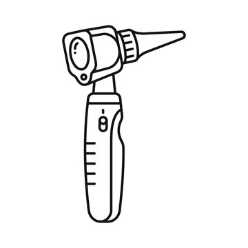 Otoscope medical instrument line art icon vector illustration of an ear examination tool